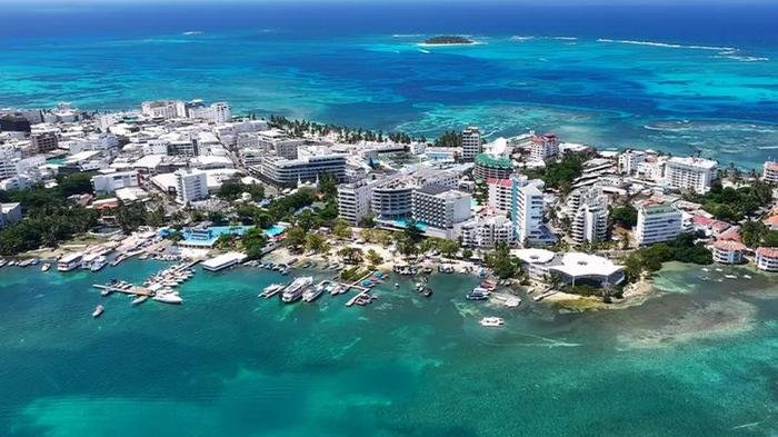 Vista aérea del centro de San Andrés